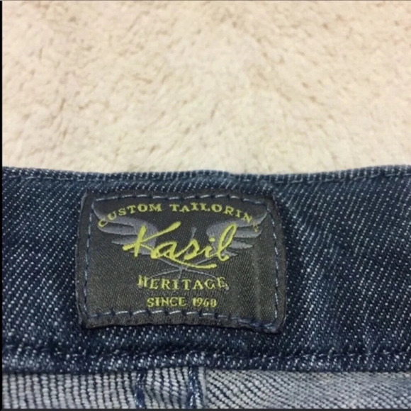 Kasil Tribecca Ocean Storm Wash Flared Cuffed Jeans Mid-rise Size 26 - Picture 4 of 9